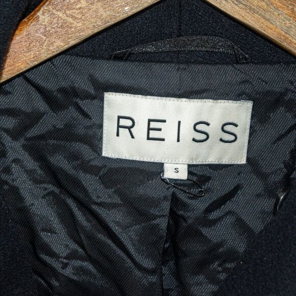 REISS Women's Wool PETRONE Pea Coat zip up in navy blue size Small - Picture 3 of 12